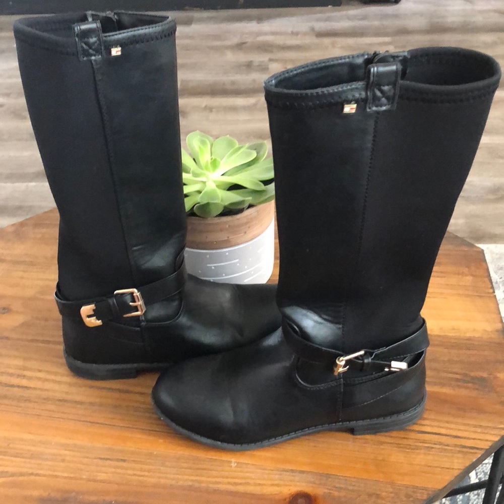 Girl tall black boots